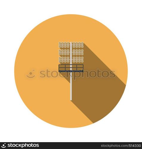 Soccer Light Mast Icon. Flat Circle Stencil Design With Long Shadow. Vector Illustration.