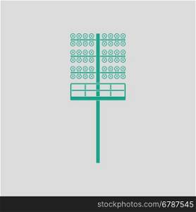 Soccer light mast icon. Gray background with green. Vector illustration.