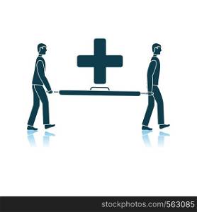 Soccer Medical Staff Carrying Stretcher Icon. Shadow Reflection Design. Vector Illustration.