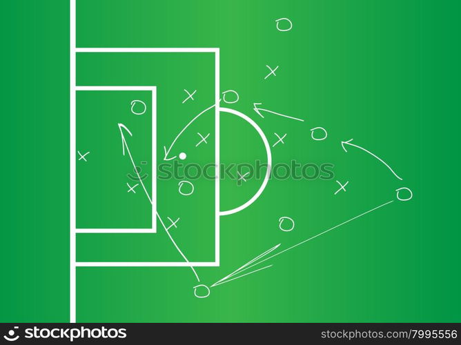 Soccer or football game strategy plan, Soccer Tactic Table. Vector Illustration