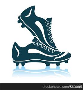 Soccer Pair Of Boots. Shadow Reflection Design. Vector Illustration.