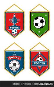 Soccer pennants set isolated white. Soccer pennants set isolated white. Football flag emblem, vector illustration