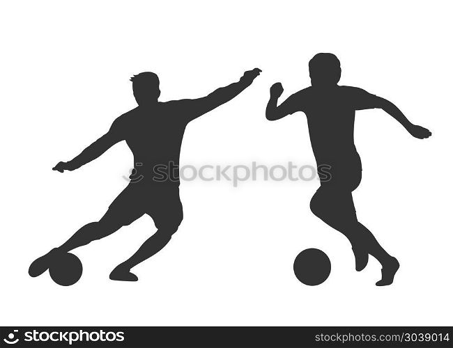 Soccer players silhouettes isolated over white. Soccer players silhouettes isolated over white. Activity man play on football. Vector illustration