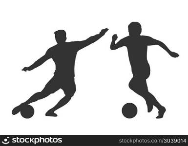 Soccer players silhouettes isolated over white. Soccer players silhouettes isolated over white. Activity man play on football. Vector illustration