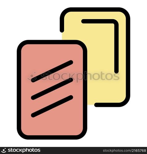 Soccer referee cards icon. Outline soccer referee cards vector icon color flat isolated. Soccer referee cards icon color outline vector