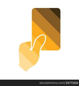 Soccer referee hand with card icon. Flat color design. Vector illustration.