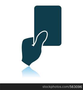 Soccer Referee Hand With Card Icon. Shadow Reflection Design. Vector Illustration.