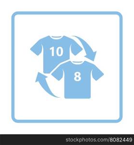 Soccer replace icon. Blue frame design. Vector illustration.