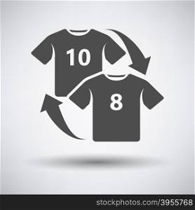 Soccer replace icon on gray background with round shadow. Vector illustration.. Soccer replace icon