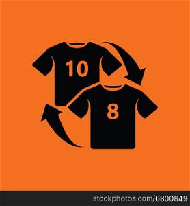Soccer replace icon. Orange background with black. Vector illustration.