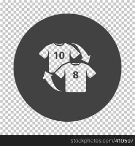 Soccer replace icon. Subtract stencil design on tranparency grid. Vector illustration.