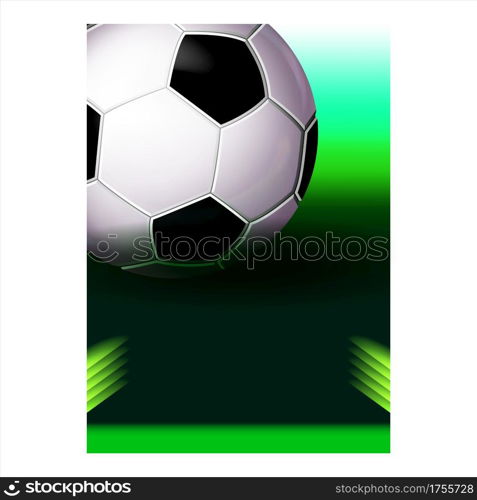 Soccer Sport Championship Final Game Poster Vector. Soccer Gaming Ball On Advertising Promotion Banner. Active Football Player Kicker Sportlife Style Colorful Concept Mockup Illustration. Soccer Sport Championship Final Game Poster Vector