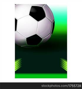 Soccer Sport Championship Final Game Poster Vector. Soccer Gaming Ball On Advertising Promotion Banner. Active Football Player Kicker Sportlife Style Colorful Concept Mockup Illustration. Soccer Sport Championship Final Game Poster Vector