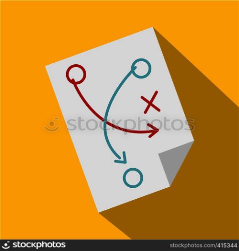 Soccer tactic paper icon. Flat illustration of soccer tactic paper vector icon for web on yellow background. Soccer tactic paper icon, flat style