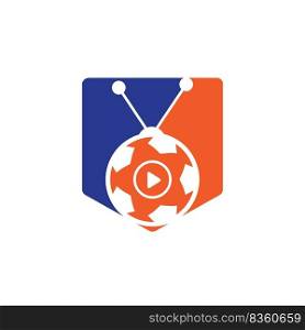 Soccer television vector logo design template. Football tv icon logo.	