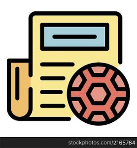 Soccer ticket icon. Outline soccer ticket vector icon color flat isolated. Soccer ticket icon color outline vector