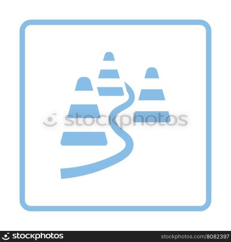 Soccer training cones icon. Blue frame design. Vector illustration.