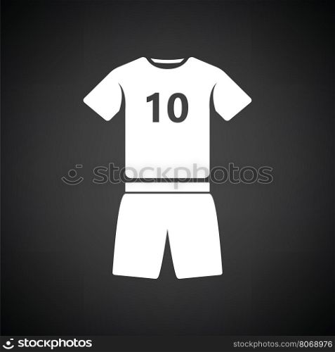 Soccer uniform icon. Black background with white. Vector illustration.