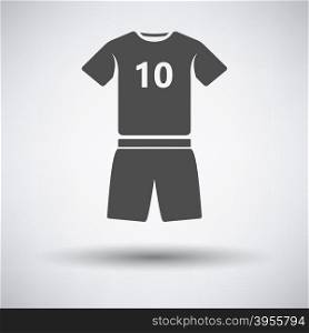 Soccer uniform icon on gray background with round shadow. Vector illustration.. Soccer uniform icon