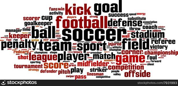Soccer word cloud concept. Vector illustration