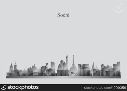 Sochi city skyline silhouette in a grayscale vector illustration