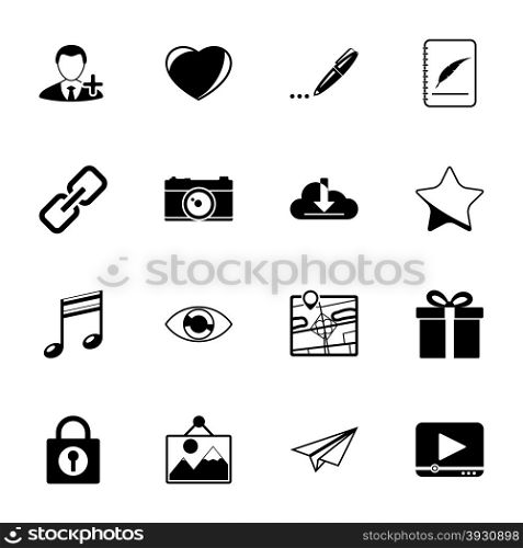 Socia media web silhouettes icons set vector graphic illustration