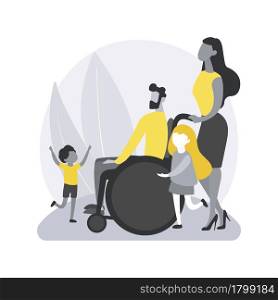 Social adaptation of disabled people abstract concept vector illustration. Adaptation of children with disability, adapting to social environment, technology for disabled people abstract metaphor.. Social adaptation of disabled people abstract concept vector illustration.