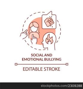 Social and emotional bullying terracotta concept icon. Emotional manipulation tactic abstract idea thin line illustration. Isolated outline drawing. Editable stroke. Arial, Myriad Pro-Bold fonts used. Social and emotional bullying terracotta concept icon
