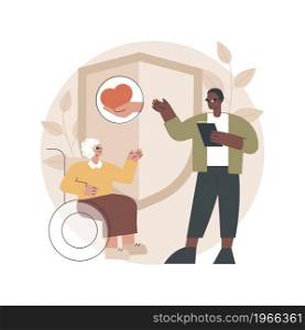 Social assistance abstract concept vector illustration. Social services workers, low income, care about seniors, volunteer help, home nursing, caregiver support, disabled person abstract metaphor.. Social assistance abstract concept vector illustration.