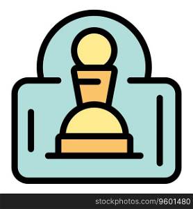 Social chess icon outline vector. Game board. Computer bet color flat. Social chess icon vector flat