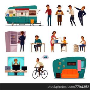 Social classes decorative icons set with rich  poor needy pauper people in home interior and outdoor isolated vector illustration . People Social Classes Decorative Icons