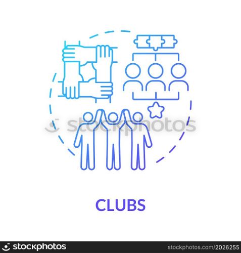 Social club participation blue gradient concept icon. People group role in community. Social participation. Team engagement abstract idea thin line illustration. Vector isolated outline color drawing. Social club participation blue gradient concept icon