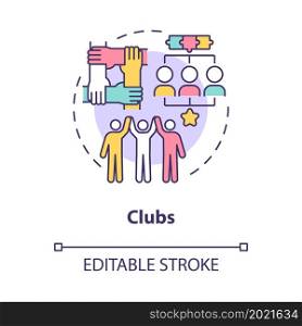 Social club participation concept icon. People association role model in community. Group engagement abstract idea thin line illustration. Vector isolated outline color drawing. Editable stroke. Club participation concept icon