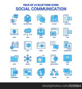 Social Communication Blue Tone Icon Pack - 25 Icon Sets