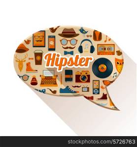 Social communication concept with speech bubble and hipster fashion elements vector illustration