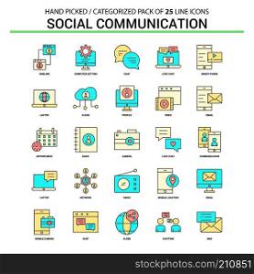 Social Communication Flat Line Icon Set - Business Concept Icons Design