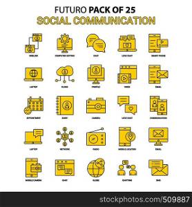 Social Communication Icon Set. Yellow Futuro Latest Design icon Pack