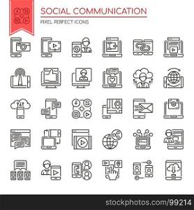 Social Communication , Thin Line and Pixel Perfect Icons
