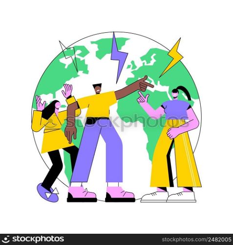 Social conflict abstract concept vector illustration. Social relations, interaction power, conflict between classes, multiracial angry people, school bullying, abuse, aggressive abstract metaphor.. Social conflict abstract concept vector illustration.