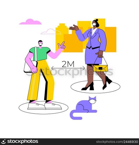 Social distancing abstract concept vector illustration. World coronavirus outbreak impact, self isolation, forced quarantine, communication ban, stay at home, do your part abstract metaphor.. Social distancing abstract concept vector illustration.