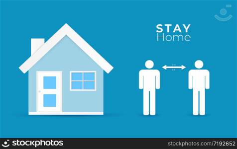 Social distancing and stay home. public society people avoid spreading corona virus. vector illustration.