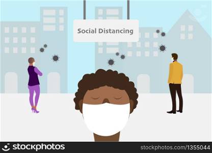 Social distancing and work from home concept, Coronavirus COVID-19 pandemic 2019-ncov prevention, Virus spread prevention. Quarantine measures concept