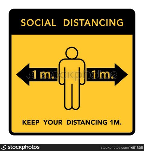 Social distancing banner. Keep the 1 meter distance. Coronovirus epidemic protective. Vector illustration