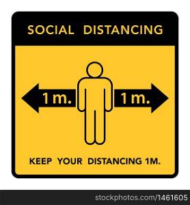 Social distancing banner. Keep the 1 meter distance. Coronovirus epidemic protective. Vector illustration