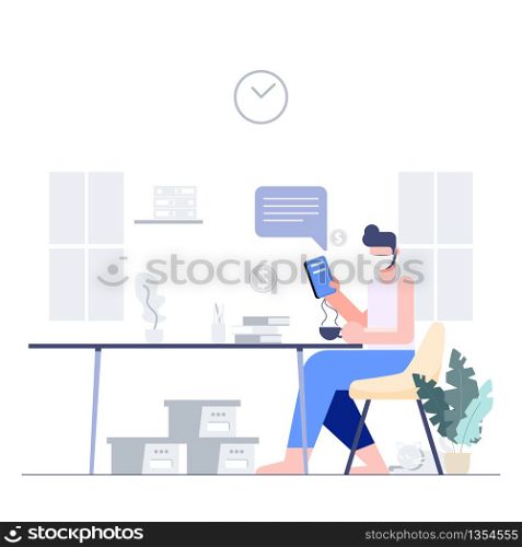 Social distancing concept. People wear mask fight covid-19 and work from home. Digital transformation. Corona virus outbreak pandemic. Flat character Abstract people. Health and medical. Vector illustration.