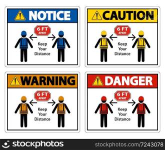 Social Distancing Construction Sign Isolate On White Background,Vector Illustration EPS.10