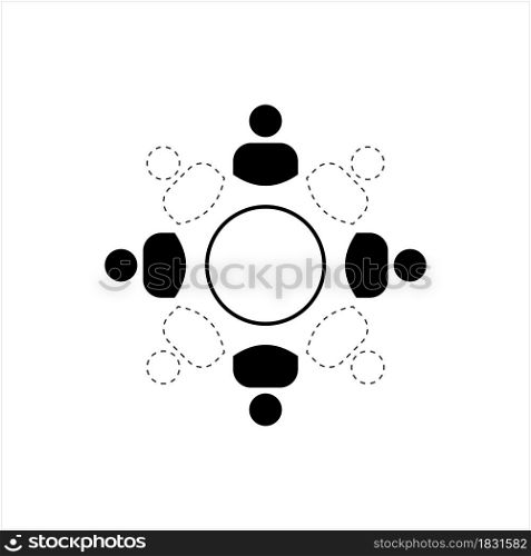 Social Distancing Icon, Physical Distancing Icon, Maintain Physical Distance Between People To Prevent The Spread Of A Contagious Disease Vector Art Illustration
