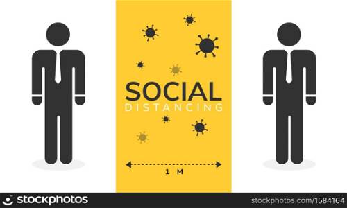Social distancing Keep the 1 meter distance icon covid-19 virus protective vector illustration