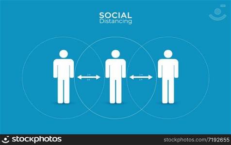 Social distancing. public society people avoid spreading corona virus. paper art vector illustration.