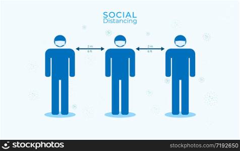 Social distancing. public society people avoid spreading corona virus. vector illustration.